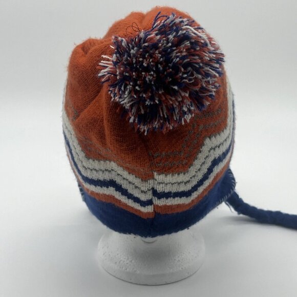 Edmonton Oilers Beanie Trapper Hat Winter Ski Tassels Old Time Hockey Knit Cap - Picture 8 of 10